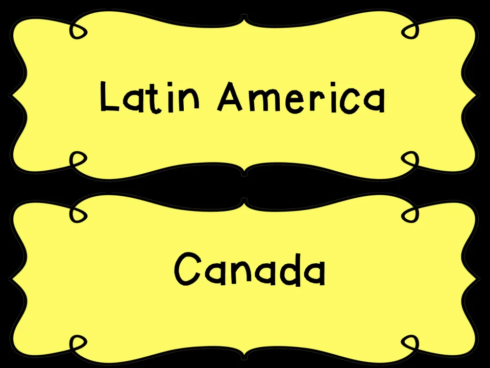 Region header cards reading Latin America and Canada, used to label sections of the I Can statement display
