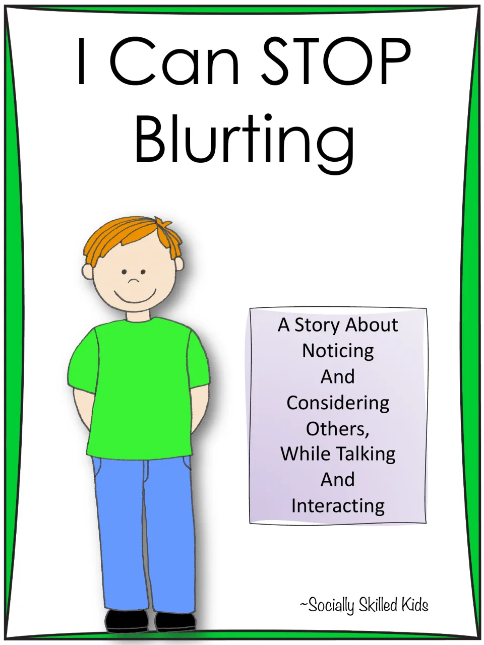 Cover for the boy version of the blurting story about considering others while talking, showing a red-haired boy