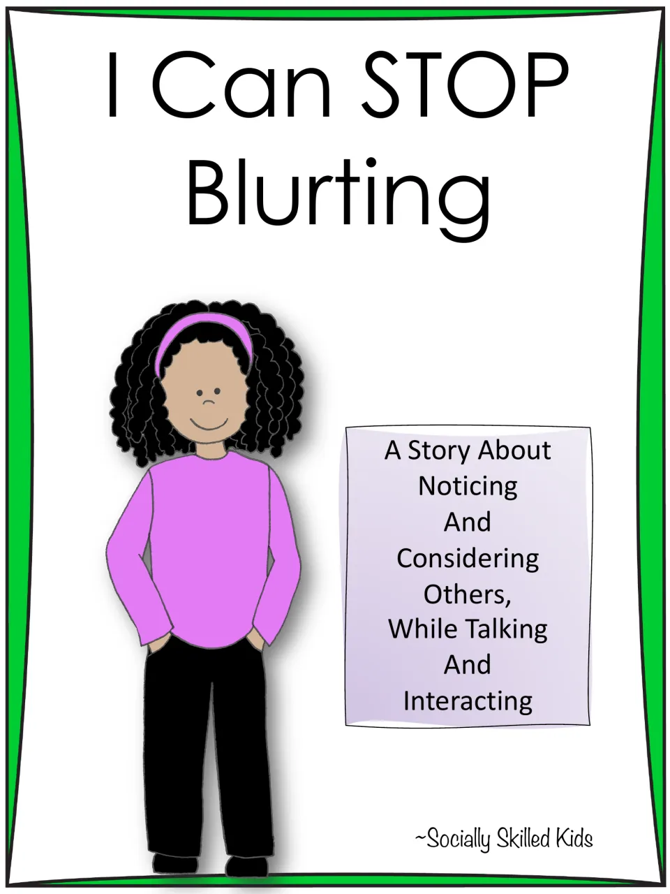 Cover for the girl version of the blurting story about noticing others while interacting, showing a curly-haired girl