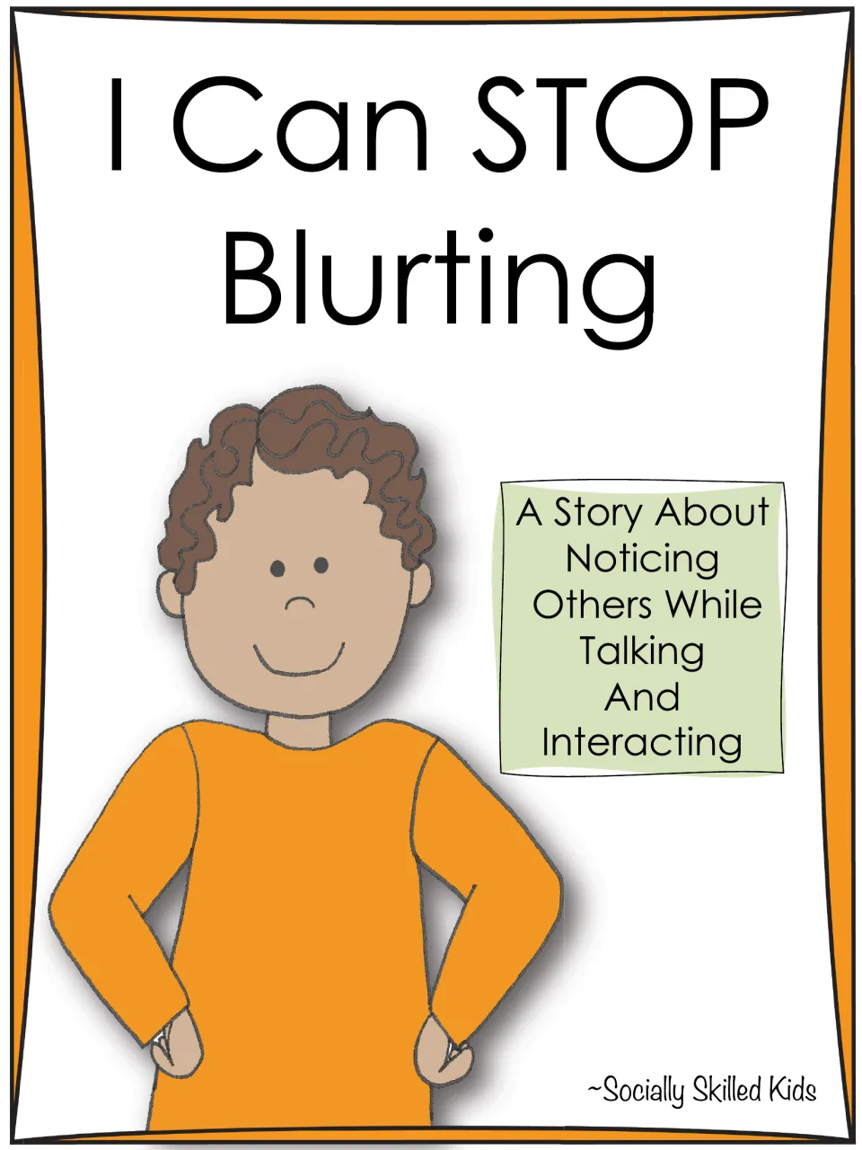 Alternate story cover: a curly-haired boy in an orange shirt, hands on hips, beside the noticing-others subtitle