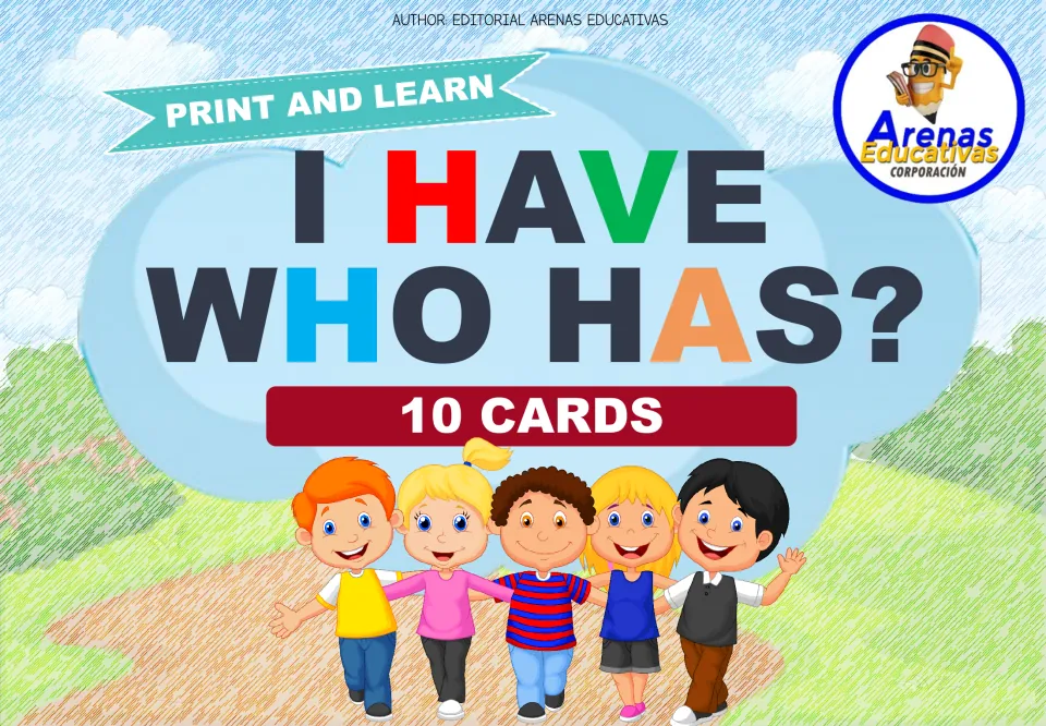 Cover of the Spanish shapes game 'I Have, Who Has?' labeled 'Print and Learn' and '10 Cards'