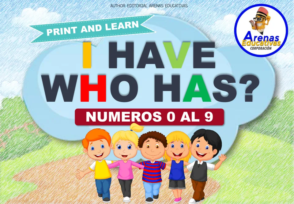 Cover of I HAVE, WHO HAS? | Numbers 0 to 9, labeled 'Print and Learn' and 'Numeros 0 al 9' (numbers 0 to 9)