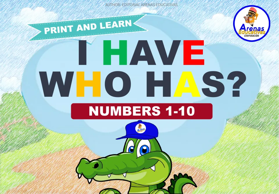 Cover of I HAVE,WHO HAS? | Spanish Numbers 1 to 10, featuring the headings PRINT AND LEARN and NUMBERS 1–10