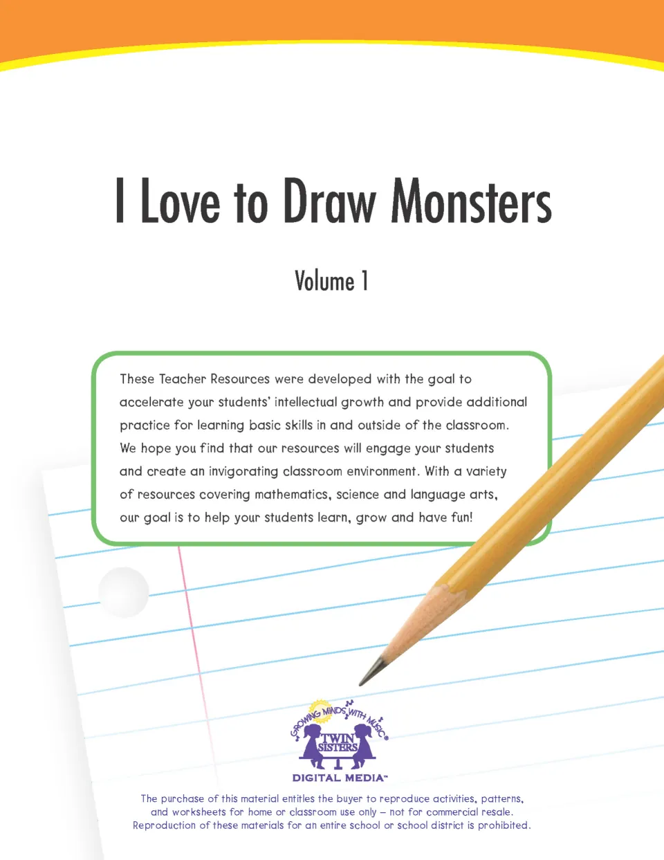 Cover of I Love to Draw Monsters, Volume 1, a Twin Sisters Digital Media book of reproducible drawing activities