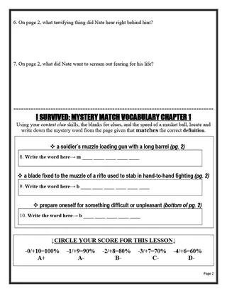I Survived American Revolution 1776 – Book Study – sample page 3