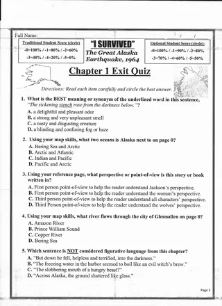 I SURVIVED The Great Alaska Earthquake, 1964 Book Study Unit – sample page 4