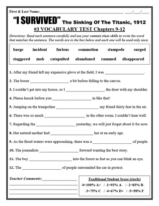 "I Survived" The Sinking of the Titanic, 1912" Novel Study Unit – sample page 4
