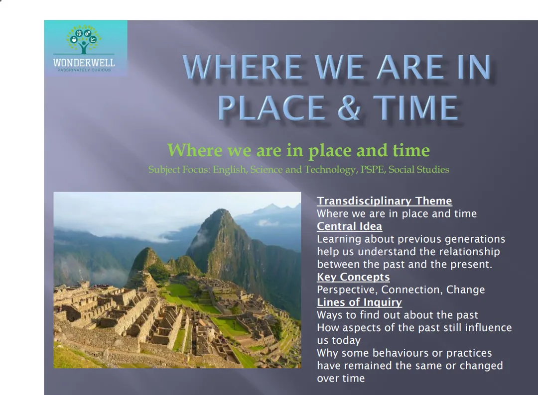IB PYP - WHERE WE ARE IN PLACE AND TIME - PLANNER & RESOURCES – cover
