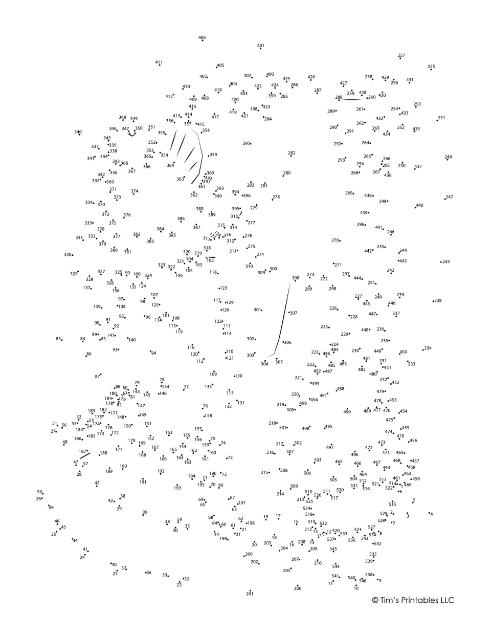 Summer dot-to-dot puzzle: students join 546 numbered dots in order to reveal a hidden picture, practising number sequencing