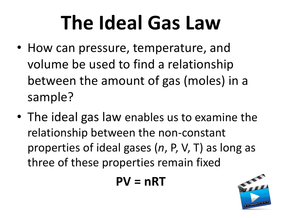 Intro to PV = nRT: guiding question on how pressure, temperature and volume relate to moles of gas in an ideal gas sample