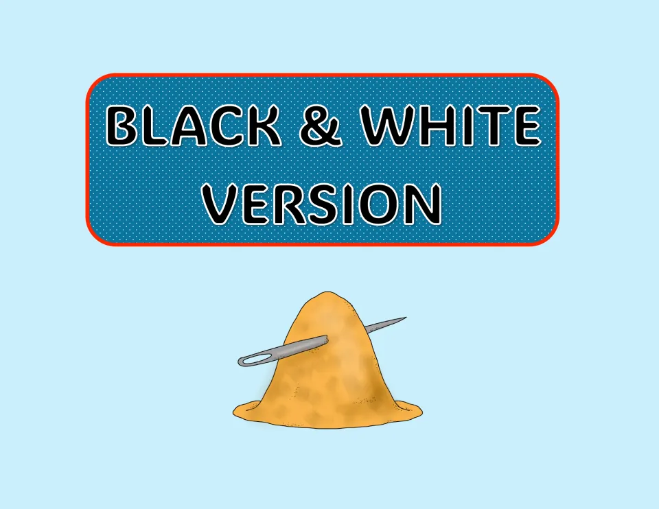 Black-and-white version divider introducing the second printing option for the 20 idiom task cards
