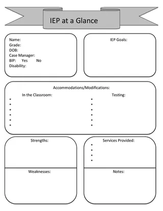 IEP at a Glance Worksheet – cover