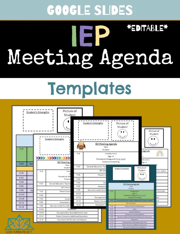 IEP Meeting Agenda Templates – 5 Editable Set – cover