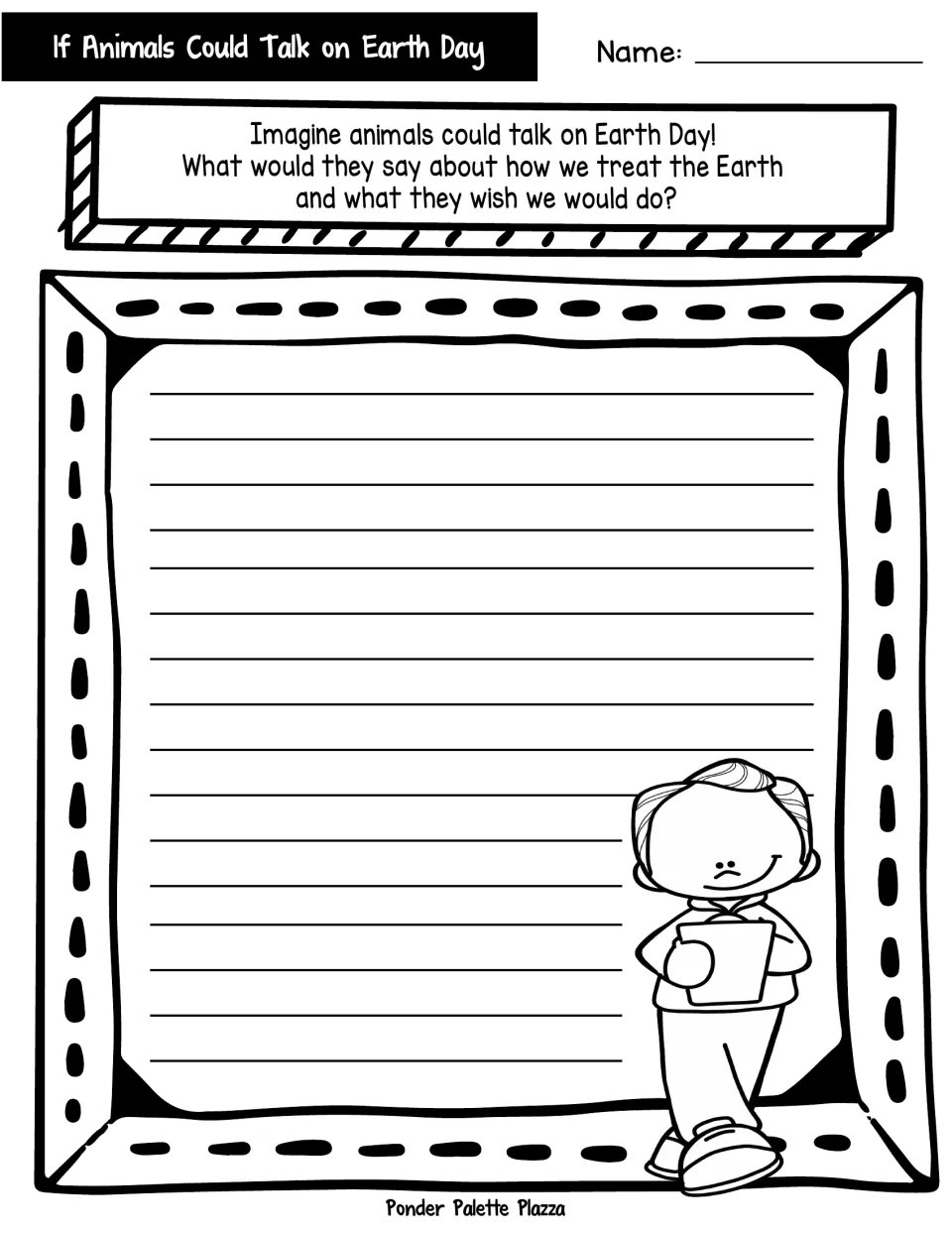 Earth Day writing prompt: students imagine what talking animals would say about how we treat Earth and their wishes