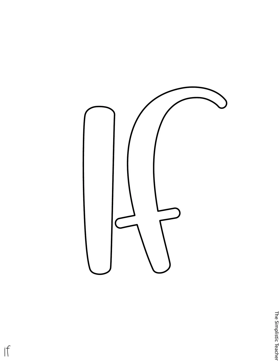 Cut-out piece: outlined script letters spelling the word 'If', ready to trace onto colored paper for the door quote