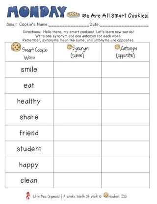 I’m A Smart Cookie! | Reading Activity Packet – sample page 2