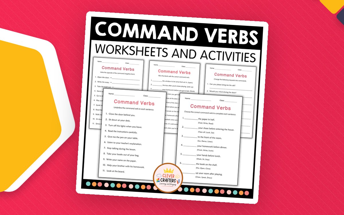 Imperatives Command Verbs Grammar Practice Worksheet for Grade 1, 2, 3 preview