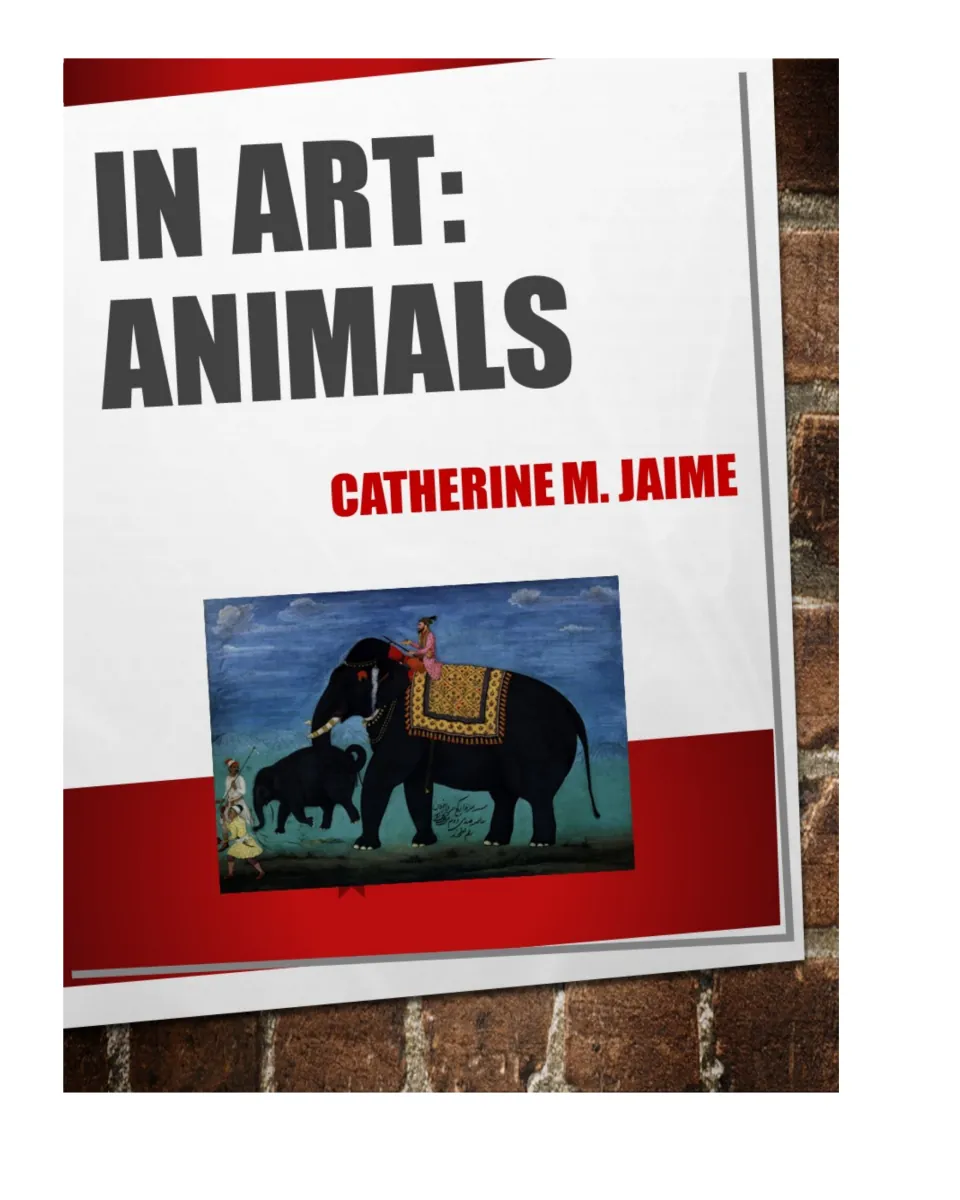 Cover of In Art: Animals eBook by Catherine M. Jaime, featuring a painting of an elephant and its calf