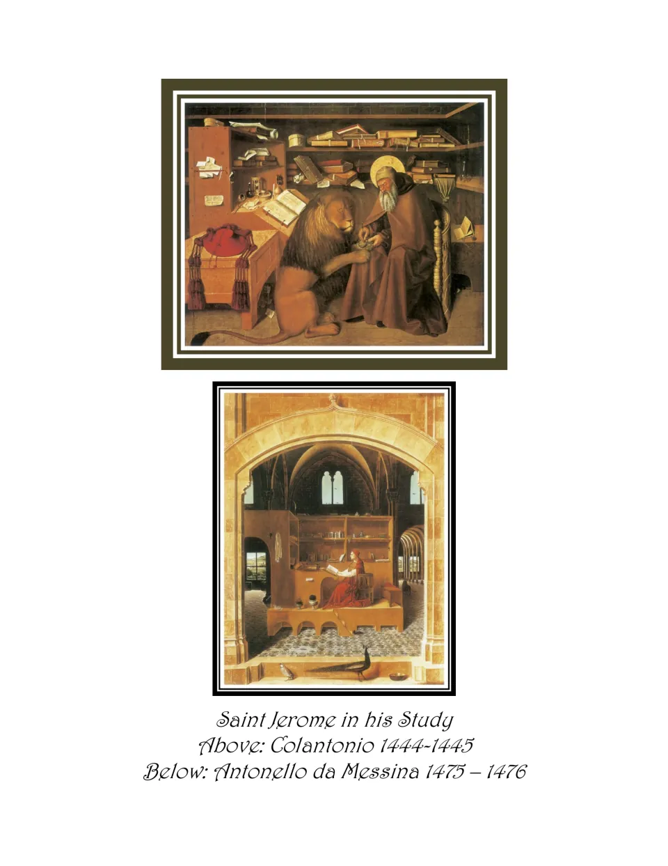 Art ebook pairs Saint Jerome in his Study paintings by Colantonio, 1444–1445, and Antonello da Messina, 1475–1476