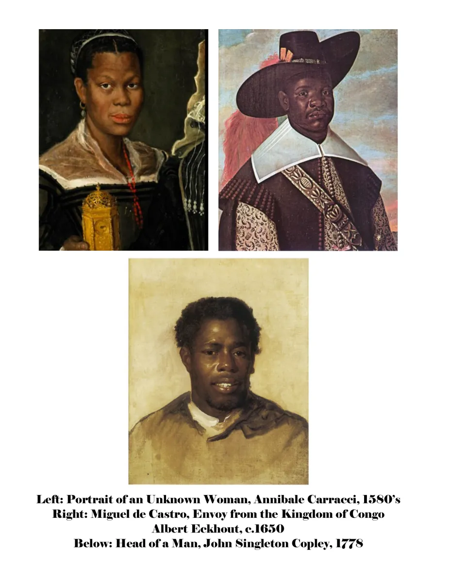 Art collection page showing Portrait of an Unknown Woman, Miguel de Castro, and Head of a Man