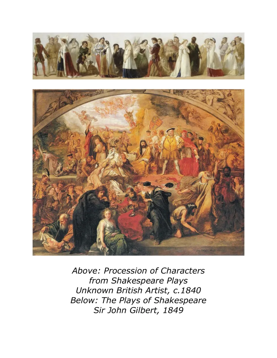 Character overview featuring Procession of Characters from Shakespeare Plays and The Plays of Shakespeare