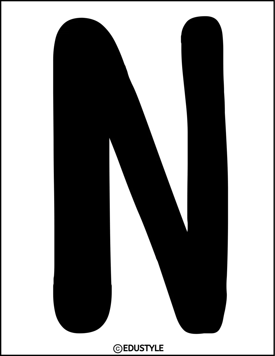 Bulletin board title letter N in solid black, printed individually for the winter and New Year's display