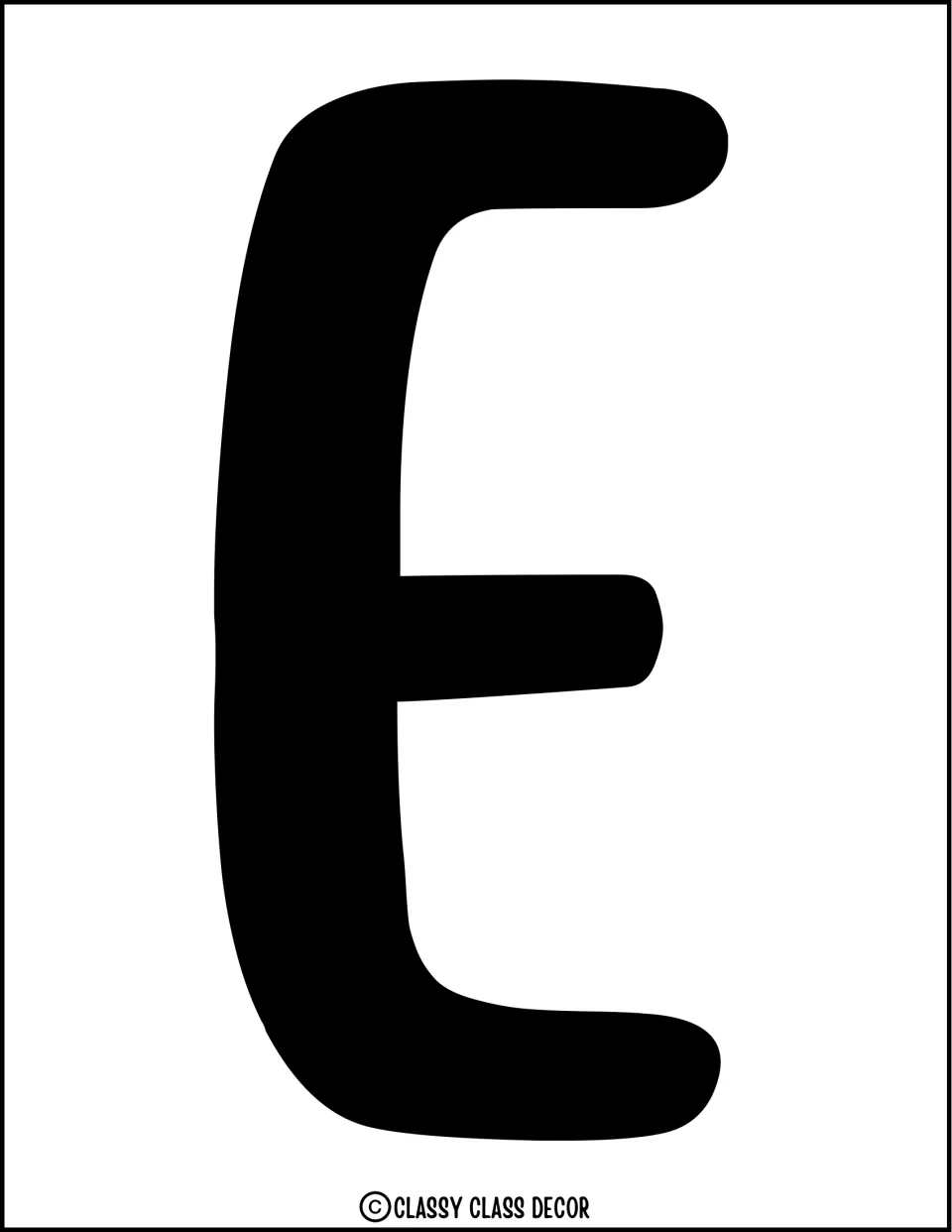 Black uppercase E, an individual cutout letter for the kit's patriotic bulletin board or door display