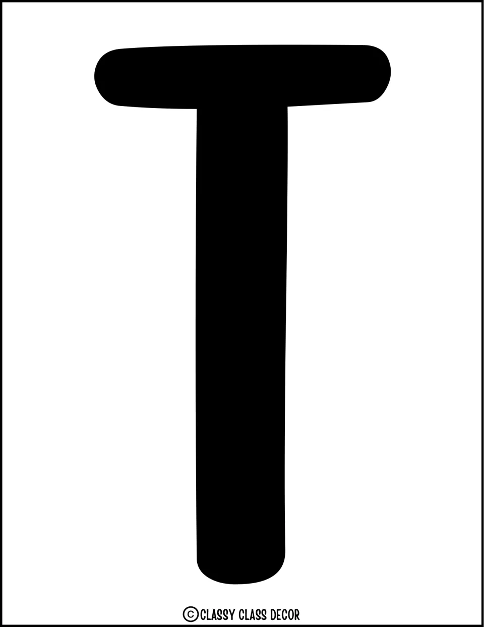 Black uppercase T, an individual cutout letter for the kit's patriotic bulletin board or door display
