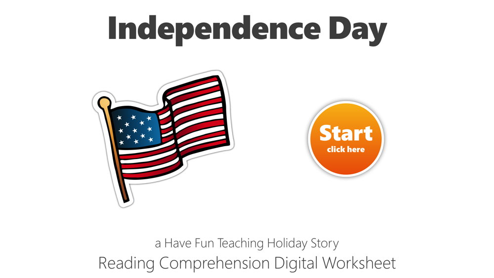 Independence Day Reading Comprehension Digital Worksheet teaching resource preview
