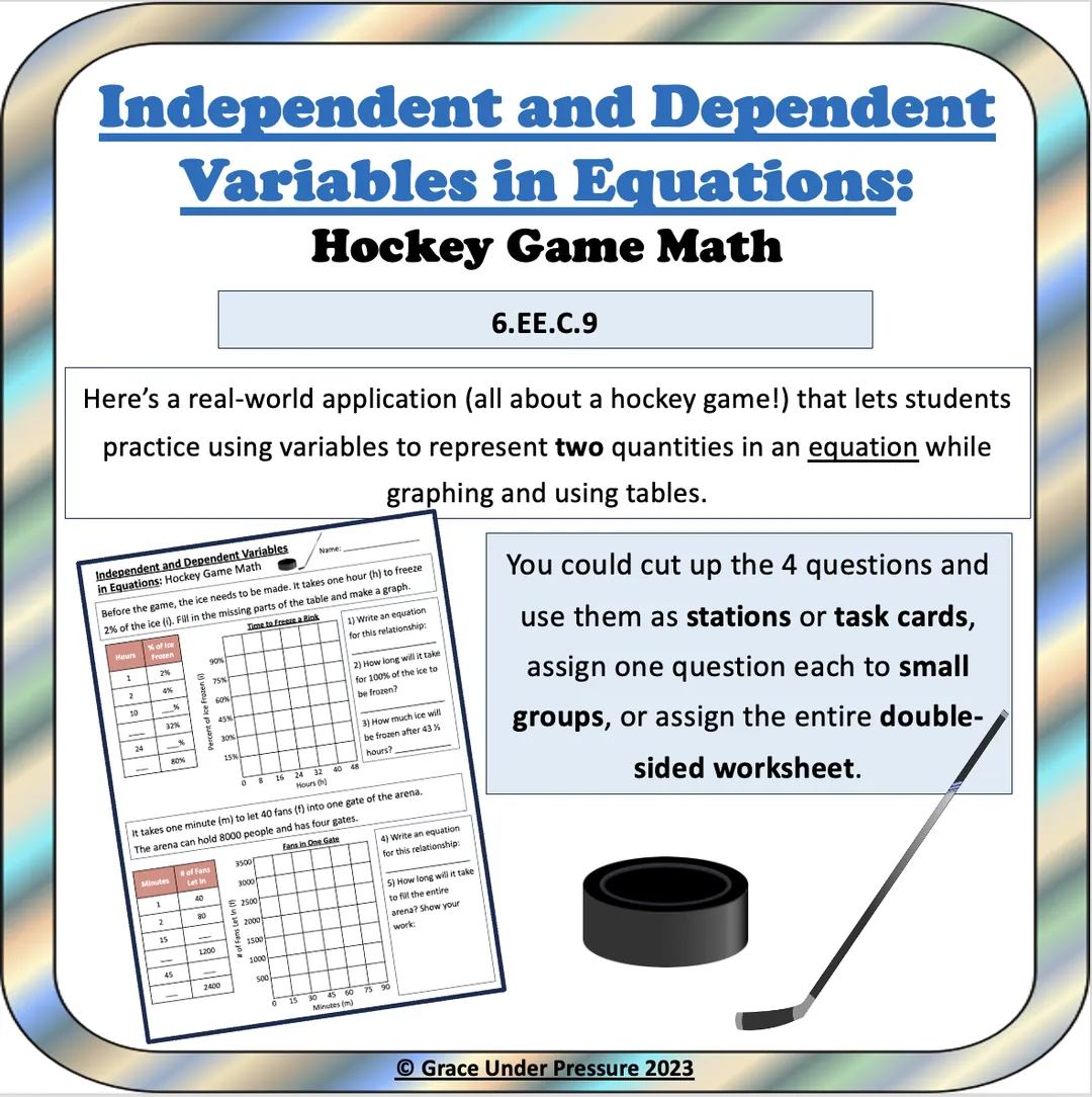 Independent & Dependent Variables – Hockey Math Lesson – cover