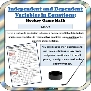 Independent & Dependent Variables – Hockey Math Lesson – cover