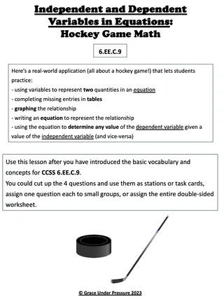 Independent & Dependent Variables – Hockey Math Lesson – sample page 2