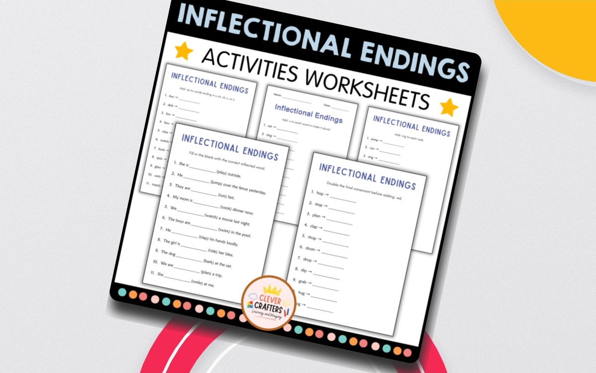 Inflectional Endings Grammar Worksheets – ing, -ed, -s, -er, -est preview