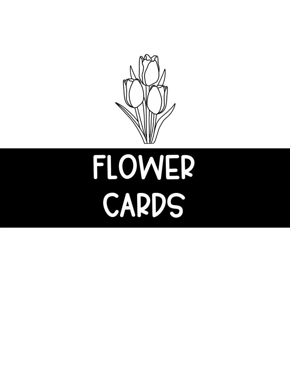 Flower Cards section divider introduces the illustrated topic cards students choose for research and writing