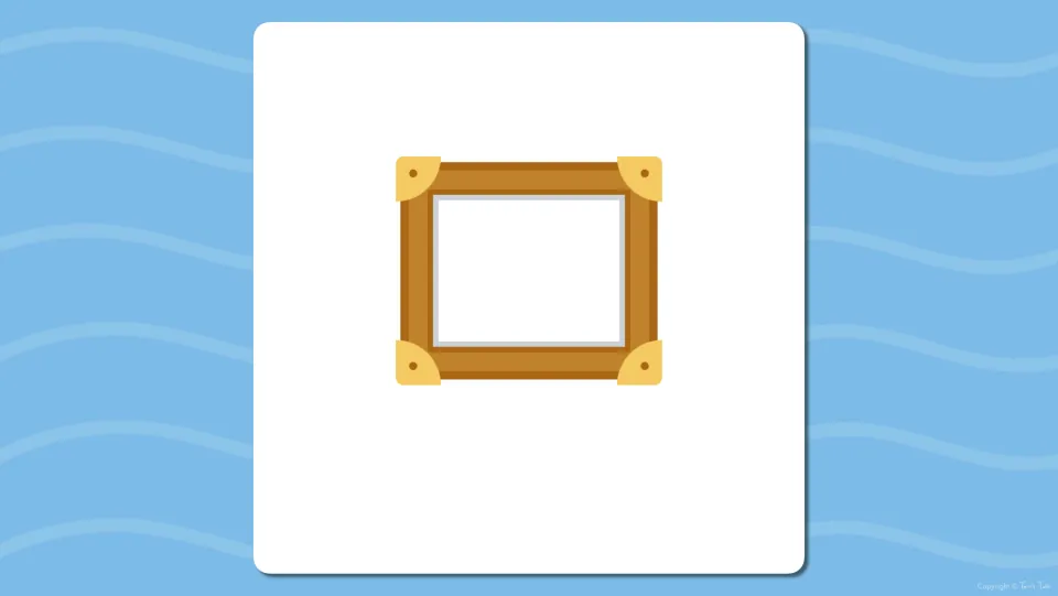 Picture-only flash card of a wooden picture frame; students name the object and identify its fr- beginning blend