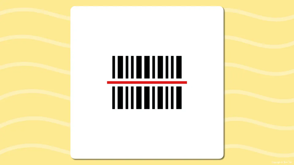 Picture prompt: barcode with a red scan line, no word shown, so students name the picture and its opening blend