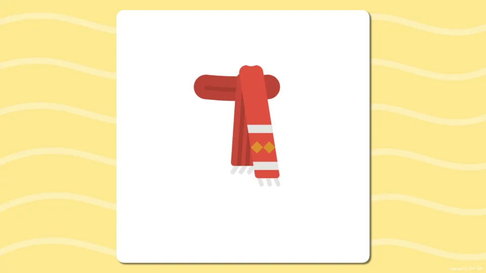 Picture prompt: red striped scarf shown without its word, so students say the name and listen for the blend