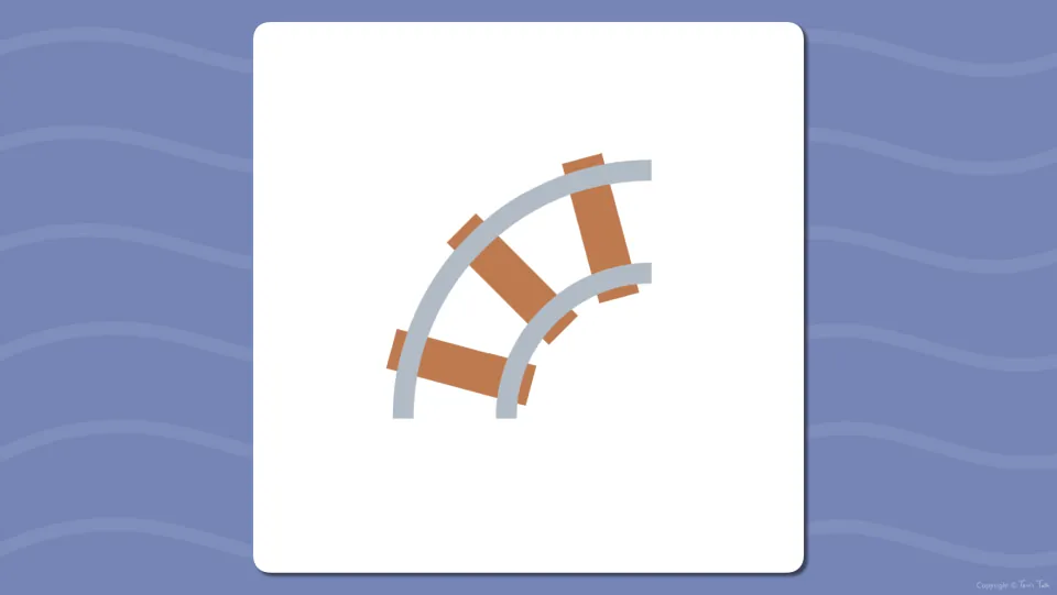 Picture flash card showing a curved railroad track with no word, so students name the picture and its tr- beginning sound