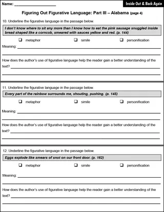 "Inside Out & Back Again" Extension Activity Pack – sample page 4