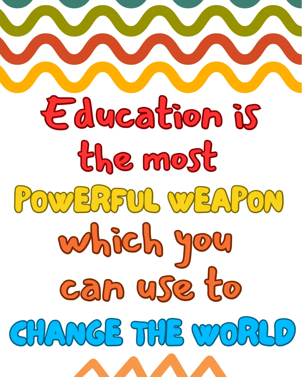 Quote poster: “Education is the most powerful weapon which you can use to change the world.”