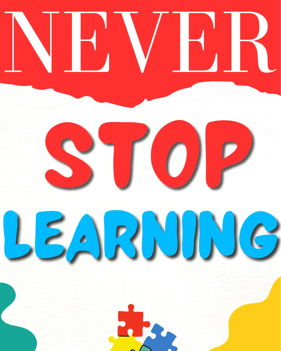 Classroom quote poster 10 of 10 featuring the message “Never Stop Learning” for classroom display.