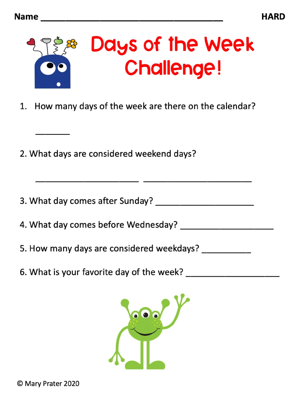 Hard Days of the Week Challenge: six questions on day counts, weekends, before and after, and a favorite day