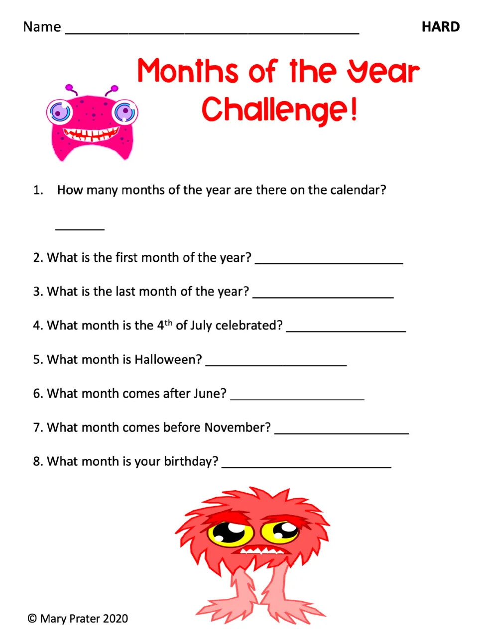 Hard Months of the Year Challenge: eight questions on month count, order, holidays, and a birthday month