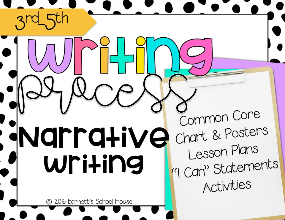 Narrative writing process kit cover, 3rd-5th: Common Core chart and posters, lesson plans, I Can statements, activities