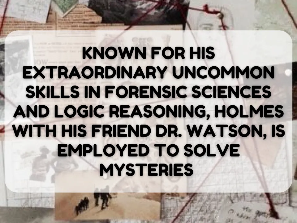 ESL background slide describes Holmes's forensic and reasoning skills and mystery solving with Dr. Watson