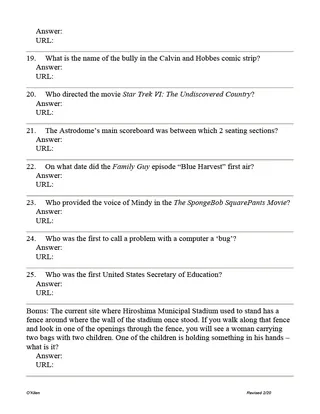 Internet Scavenger Hunt – Computer Class Activity – preview 1