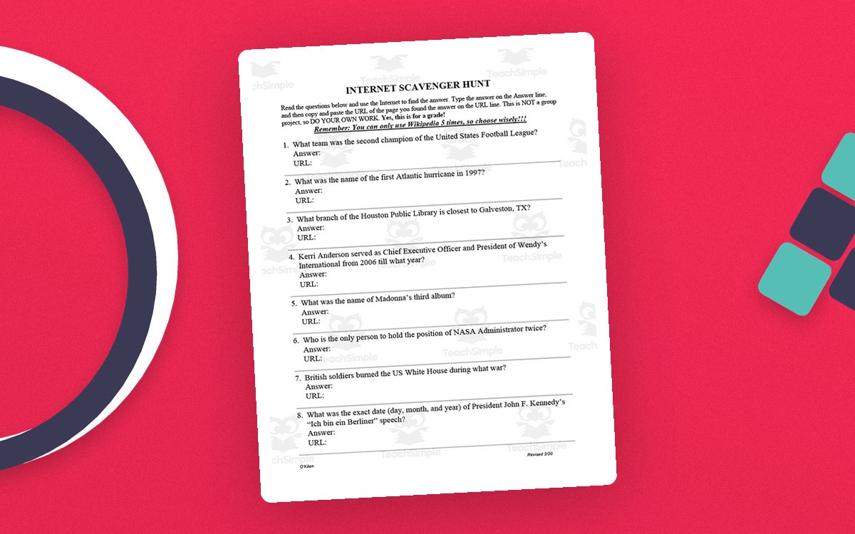 Internet Scavenger Hunt – Computer Class Activity preview