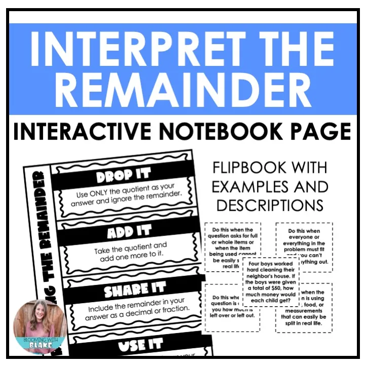 Interpret the Remainder Interactive Notebook Page – cover