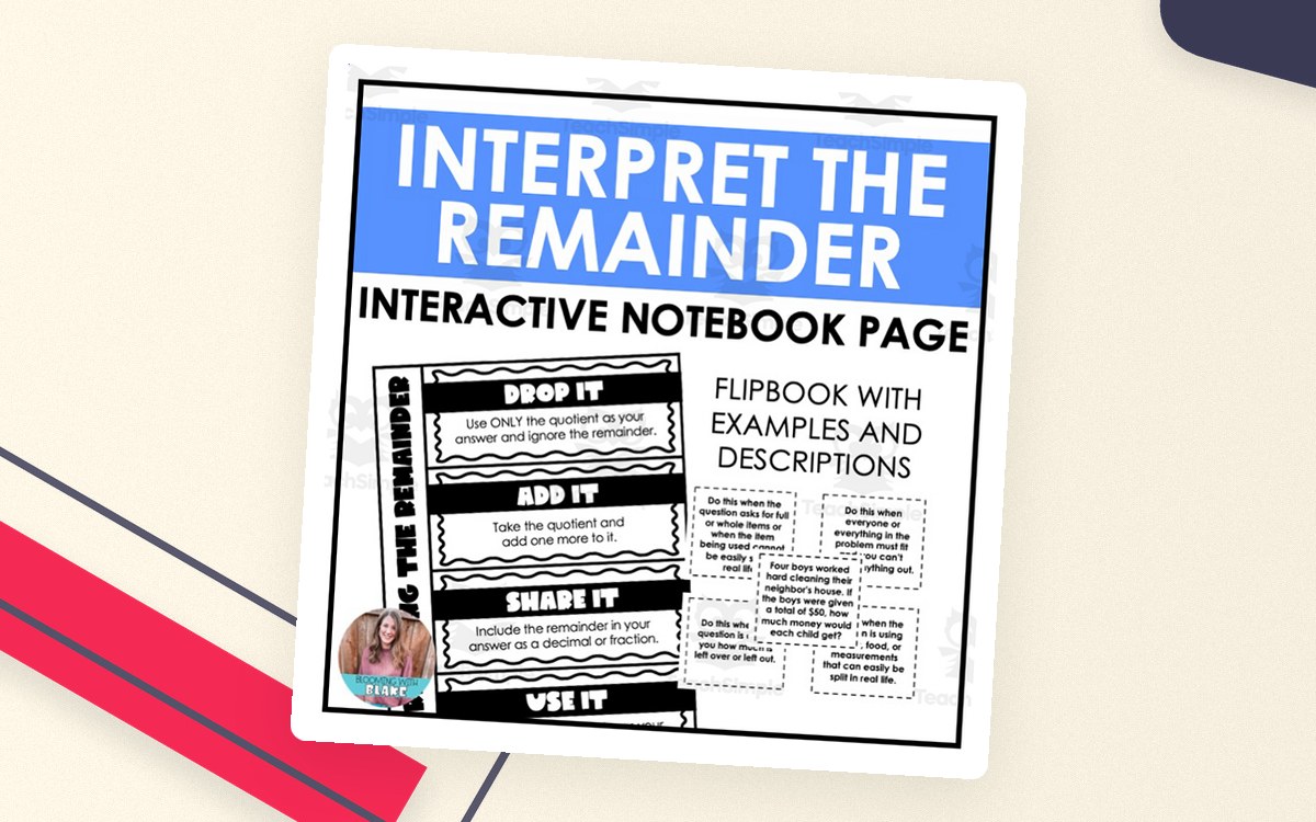 Interpret the Remainder Interactive Notebook Page preview