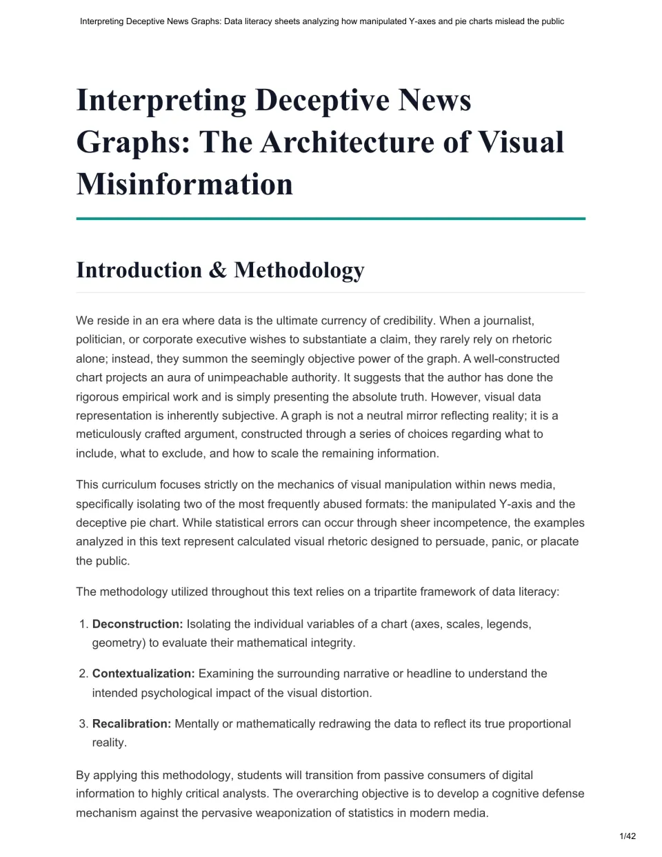 Introduction to misleading news graphs: students read the deconstruction, contextualization and recalibration method